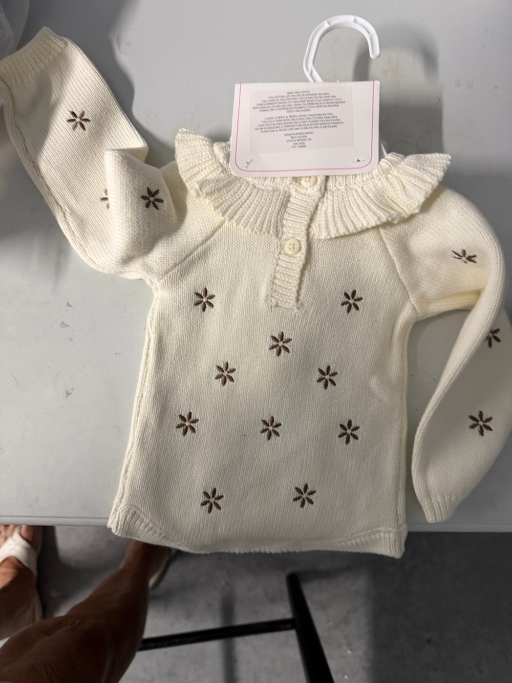 Nicole Miller 3 to 6 month cream knit bubble with headband socks new with tags